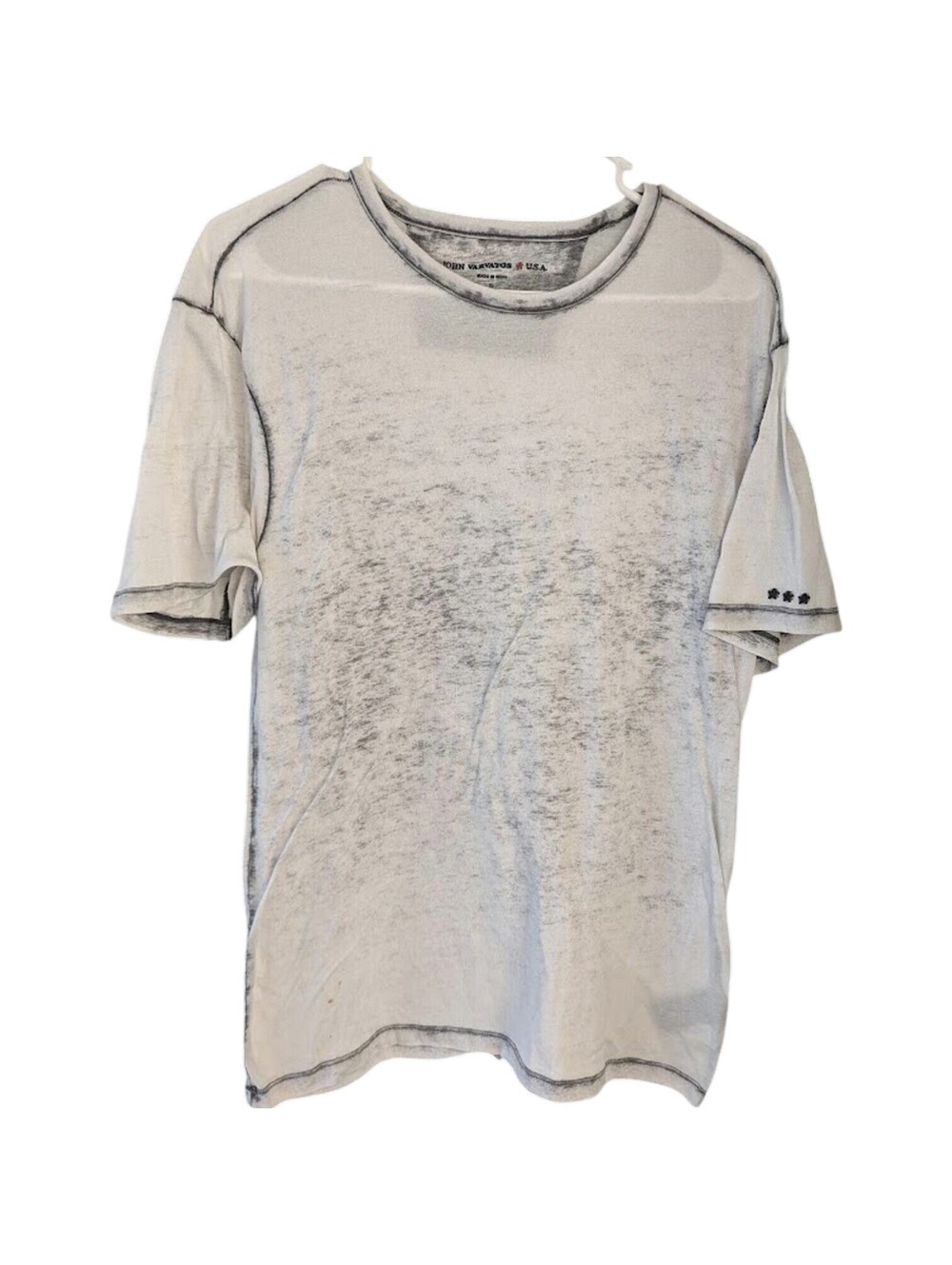 John Varvatos Mens M Star USA White Burnout T Shirt Short Sleeve Tee 20x28.5